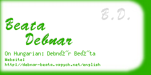 beata debnar business card